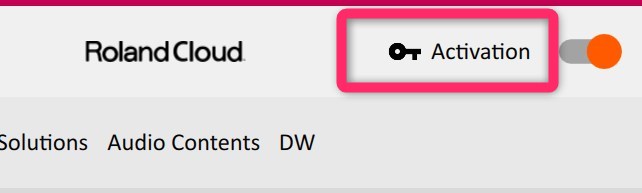 Roland Cloud activation screen